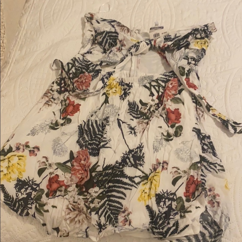 Floral Romper - Off shoulder mini dress